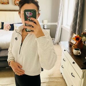 Nike Women's Off-White Quarter-Zip Sweatshirt CROPPED